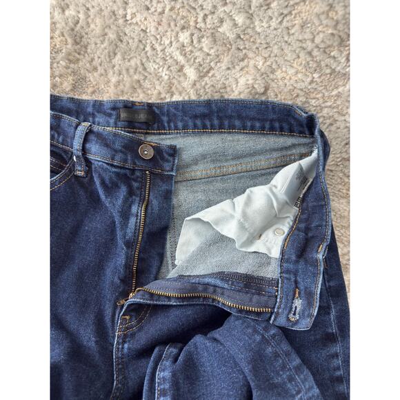 Uniqlo Sz 28 High Rise Slim Flared Jeans Blue Stretch Denim Pants - Picture 9 of 14